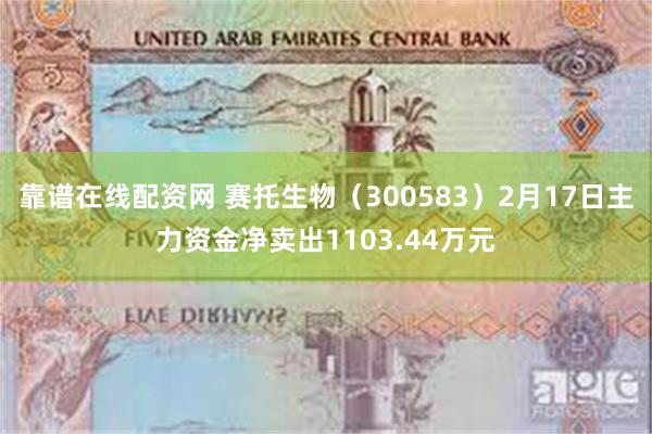 靠谱在线配资网 赛托生物（300583）2月17日主力资金净卖出1103.44万元