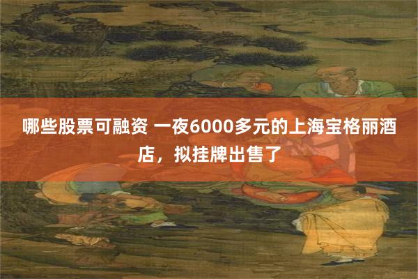 哪些股票可融资 一夜6000多元的上海宝格丽酒店，拟挂牌出售了