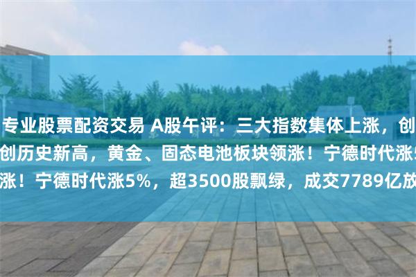 专业股票配资交易 A股午评：三大指数集体上涨，创业板指涨近1%北证50再创历史新高，黄金、固态电池板块领涨！宁德时代涨5%，超3500股飘绿，成交7789亿放量267亿