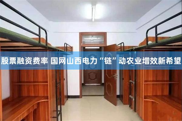 股票融资费率 国网山西电力“链”动农业增效新希望