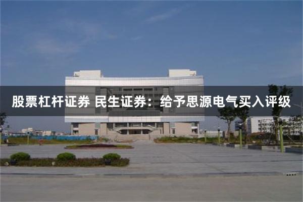 股票杠杆证券 民生证券：给予思源电气买入评级