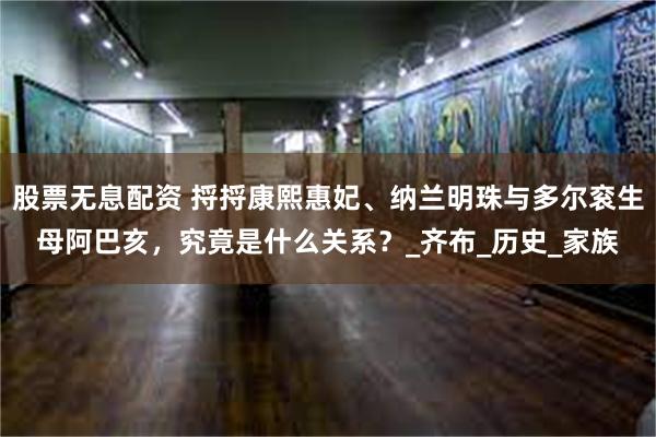 股票无息配资 捋捋康熙惠妃、纳兰明珠与多尔衮生母阿巴亥，究竟是什么关系？_齐布_历史_家族