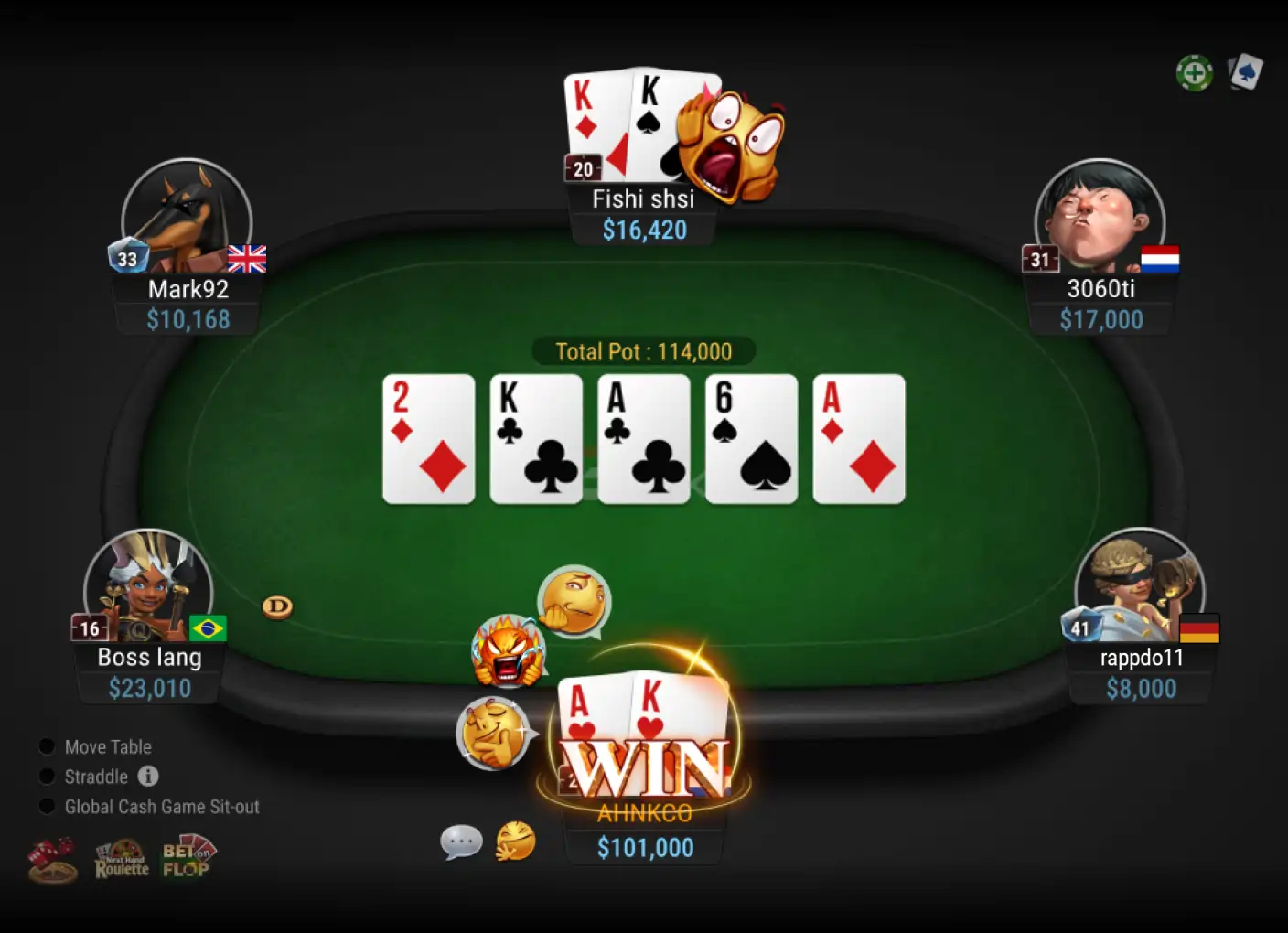 GGPoker客户端牌桌内容视觉示例